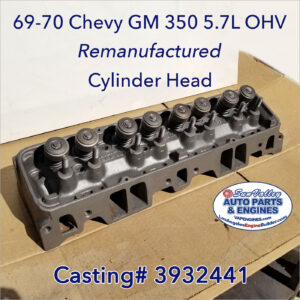 69-70 Gm Chevy SBC 350 5.7 Reman Head Cast# 441. angle view