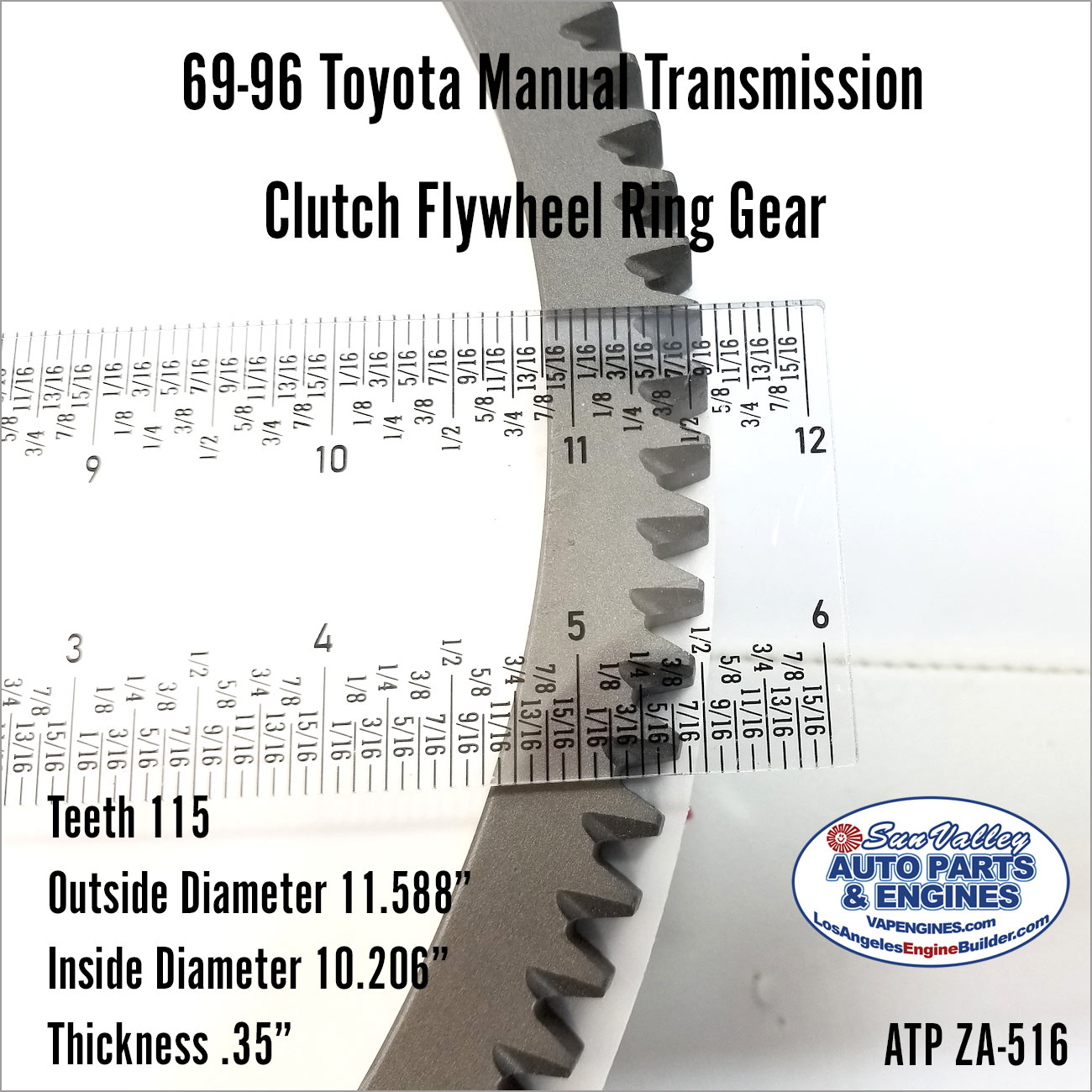 69-96 Toyota Manual Transmission Flywheel Ring Gear 115 teeth. angle ZA516