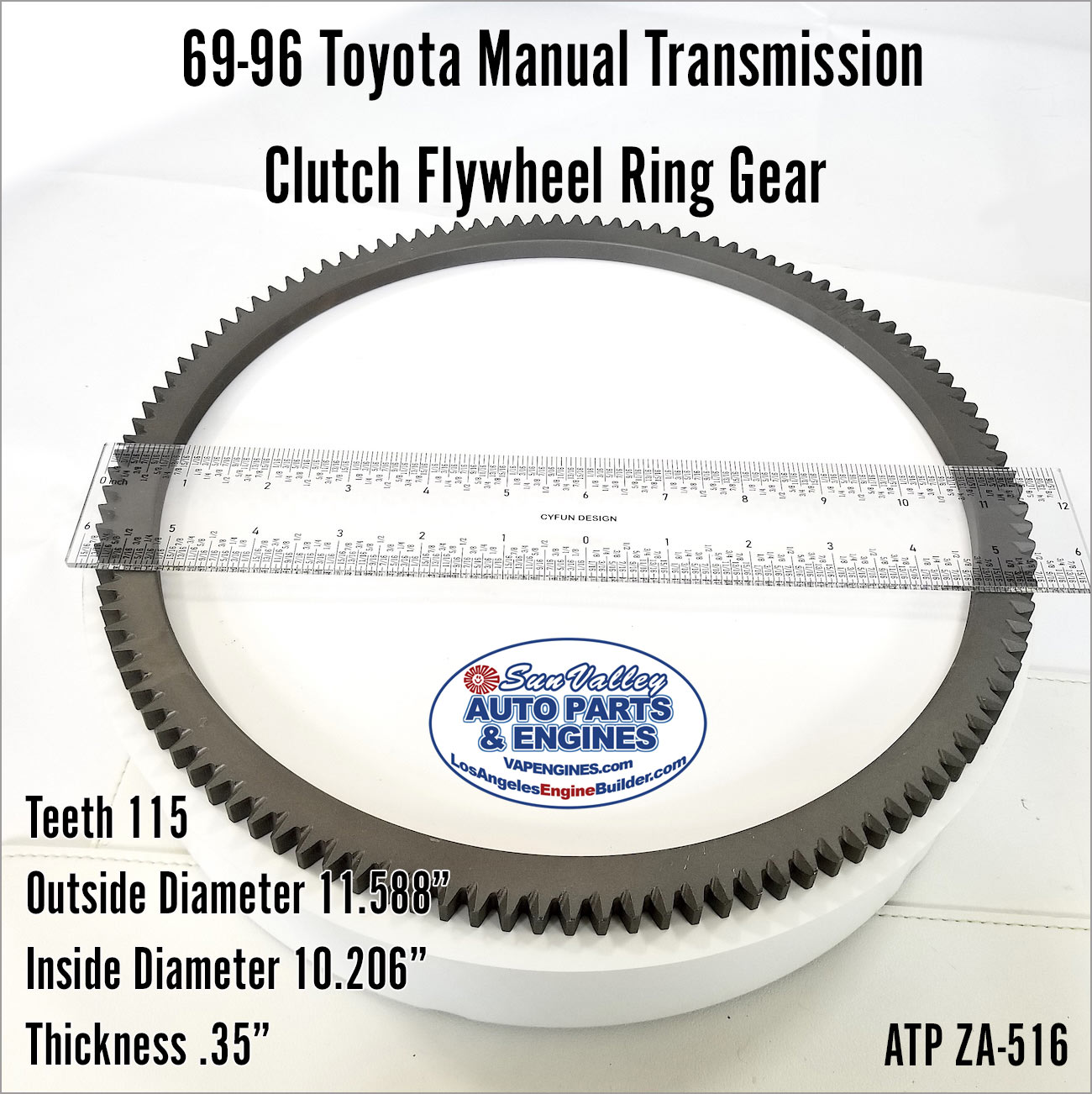 69-96 Toyota Manual Transmission Flywheel Ring Gear 115 teeth. angle ZA516