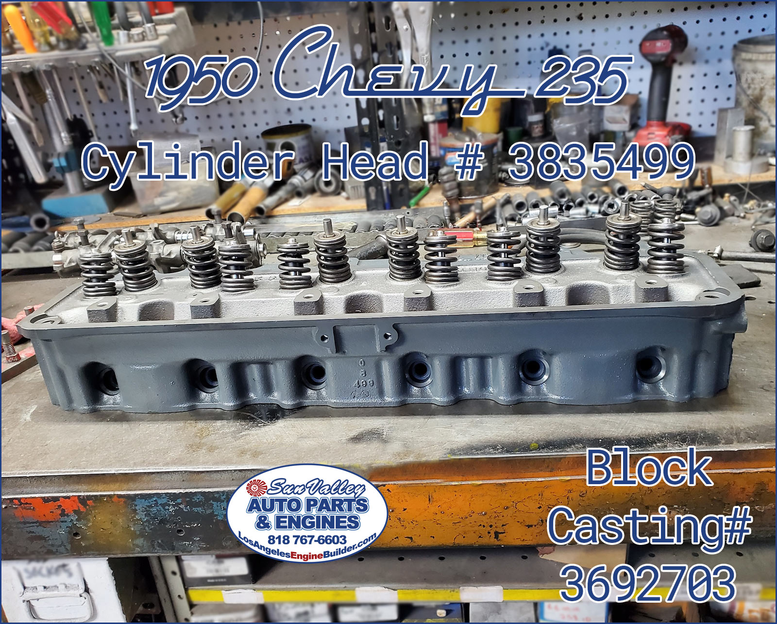 50-52 GM Chevy 235 Cylinder Head cast# 3835499 on block 3692703 50-52 GM Chevy 235 Cylinder Head cast# 3835499 on block 3692703