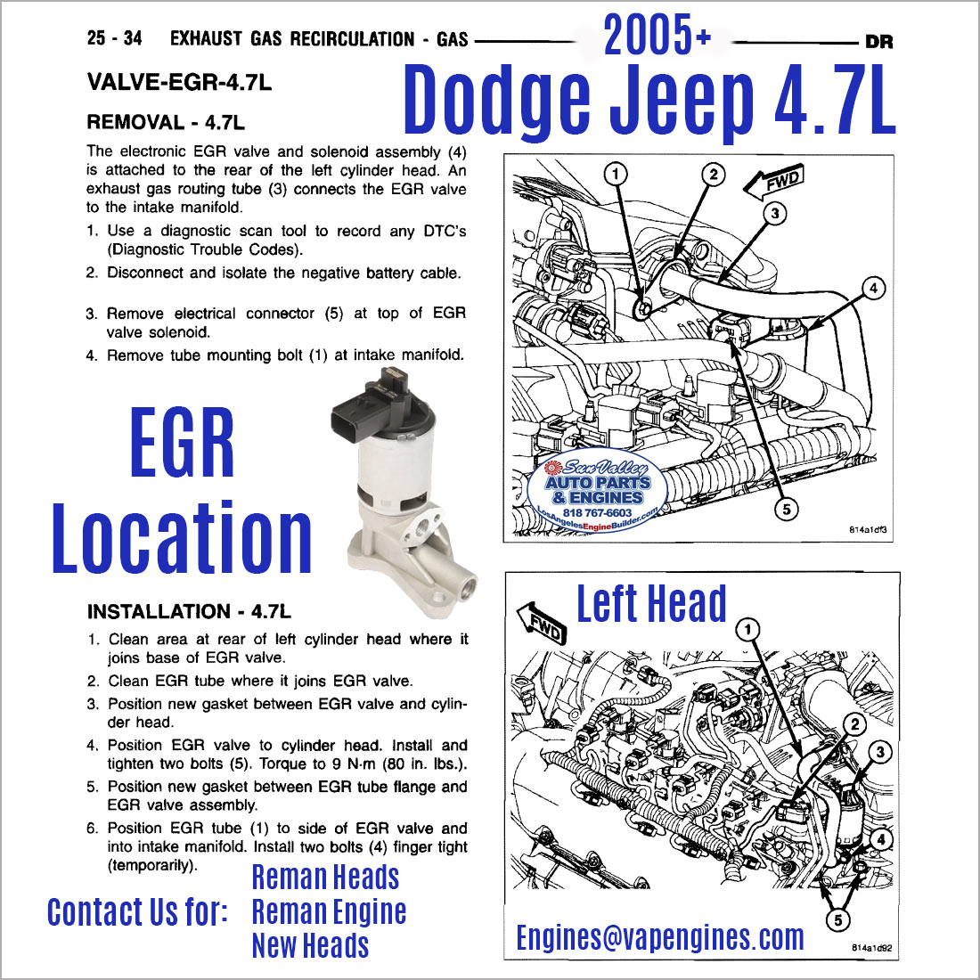 Locating EGR system on Dodge Jeep Ram 4.7 Engine Locating EGR system on Dodge Jeep Ram 4.7 Engine
