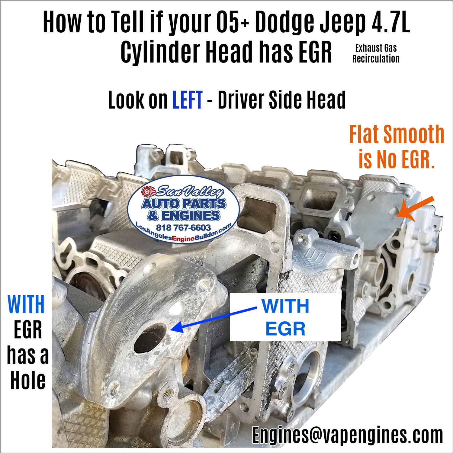 How to Tell if 2005+ Dodge Jeep 4.7 Engine/Heads have EGR