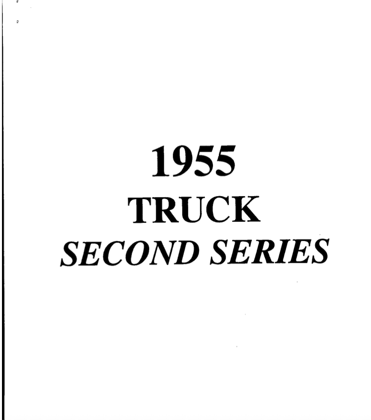 Chevrolet Truck 1955 2nd Series Vehicle Info Kit Cover pg Chevrolet Truck 1955 2nd Series Vehicle Info Kit Cover pg
