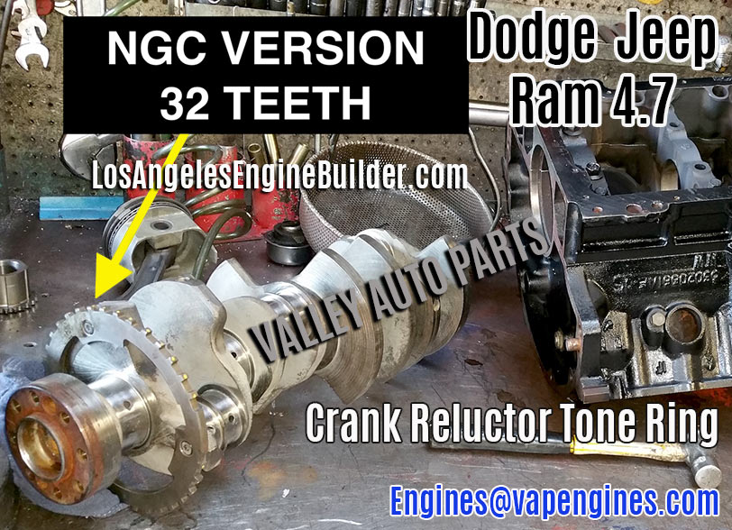Dodge Jeep Ram 4.7 NGC Crank Reluctor Wheel Tone Ring with 32 teeth. Dodge Jeep Ram 4.7 NGC Crank Reluctor Wheel Tone Ring 32 teeth.