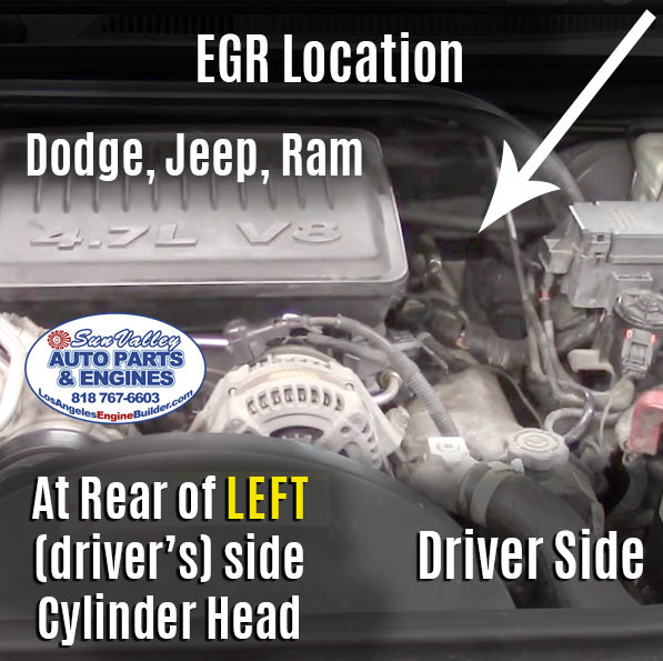Dodge Jeep Ram 4.7L EGR location when viewing engine Where to find EGR in Dodge Jeep 4.7 engine bay