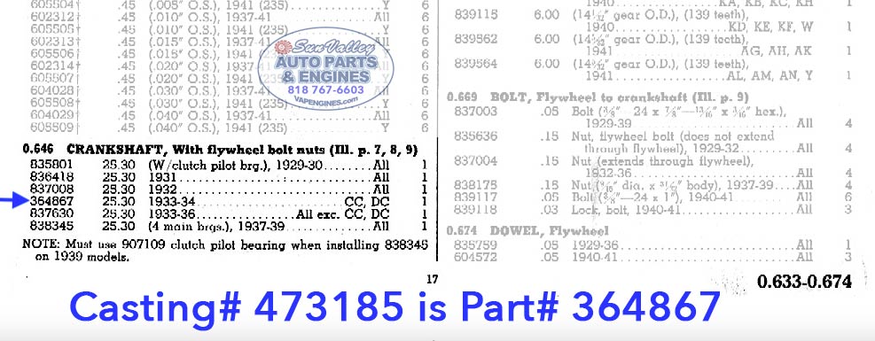 1941 GM catalog page part number 364867