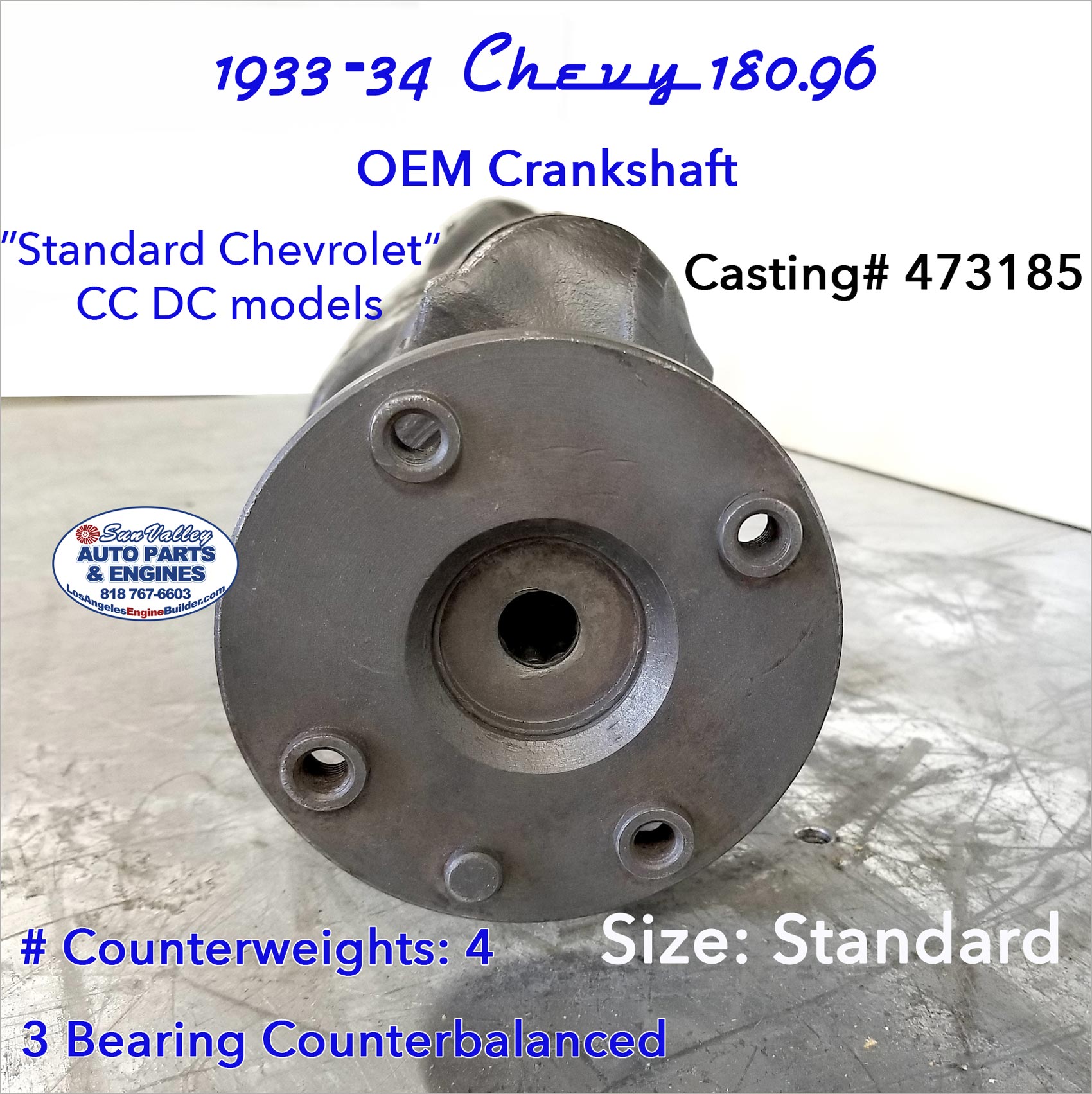 33-34 Chevy CC DC 180.96 Crankshaft # 473185 flywheel flange