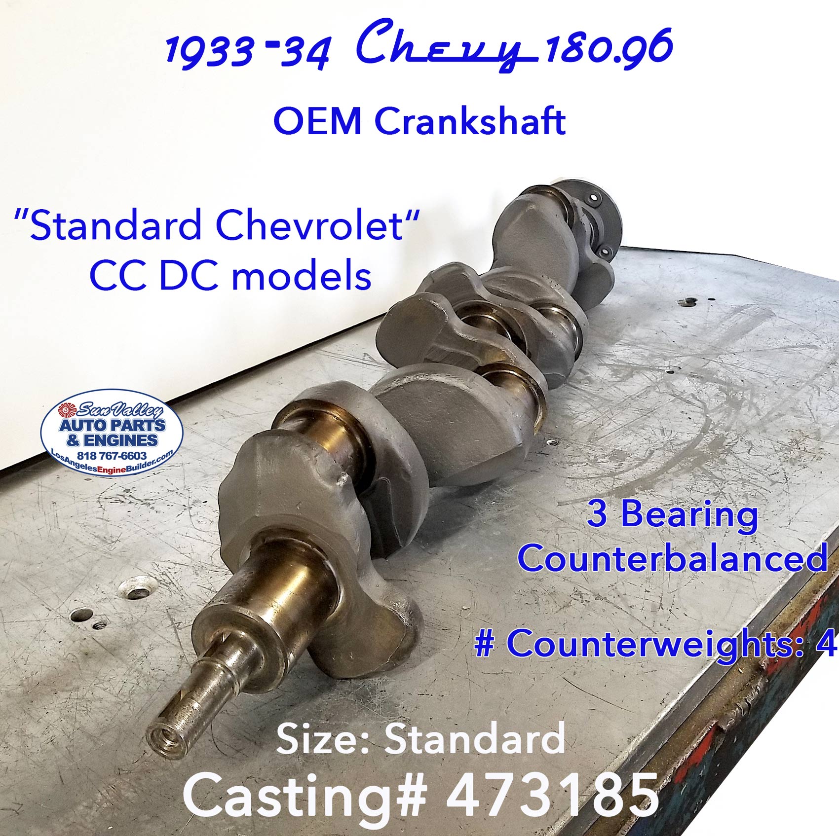 33-34 Chevrolet Standard models 181 180.96 Crankshaft # 473185