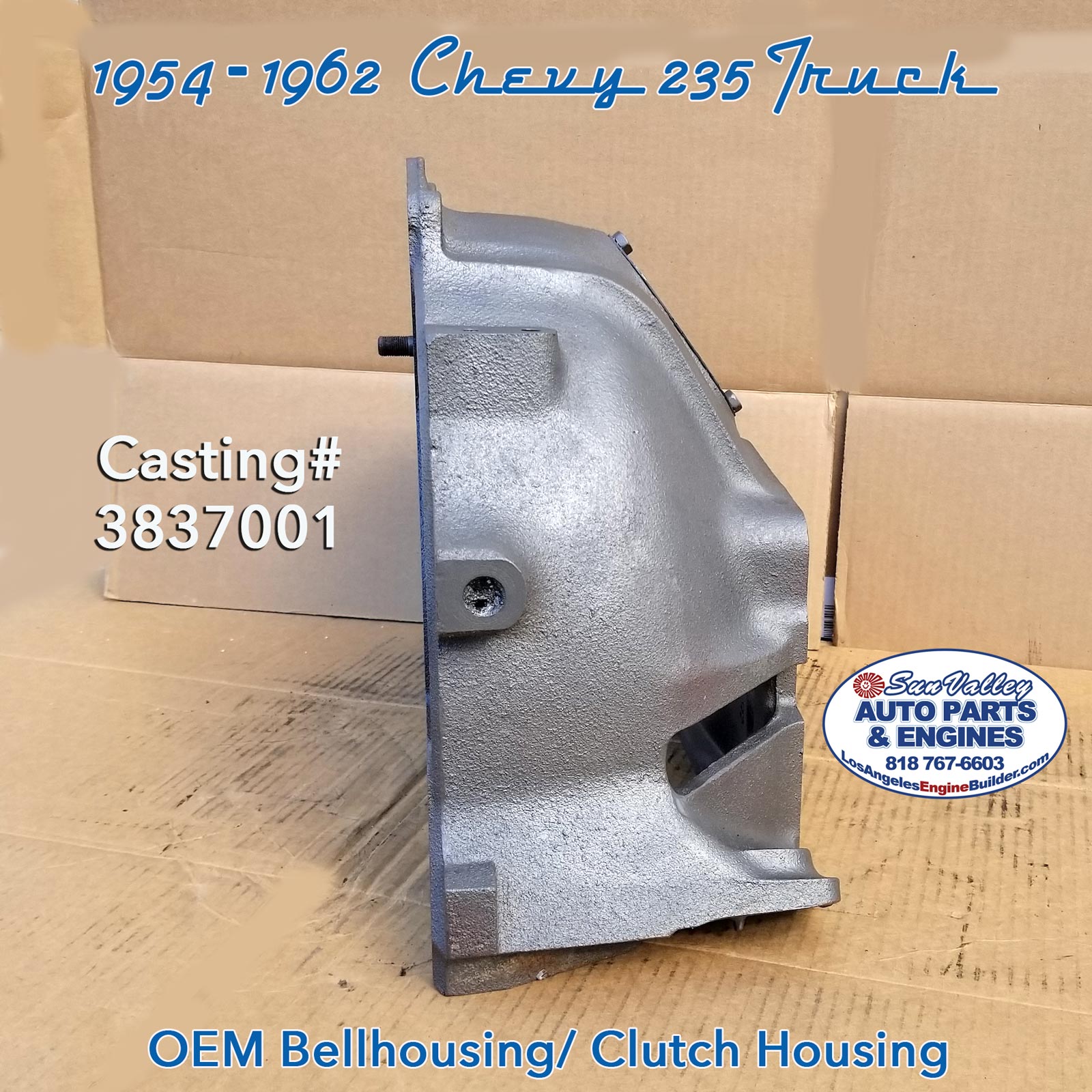 54-62 GM Chevy 235 Truck Bell Housing 3837001 Left