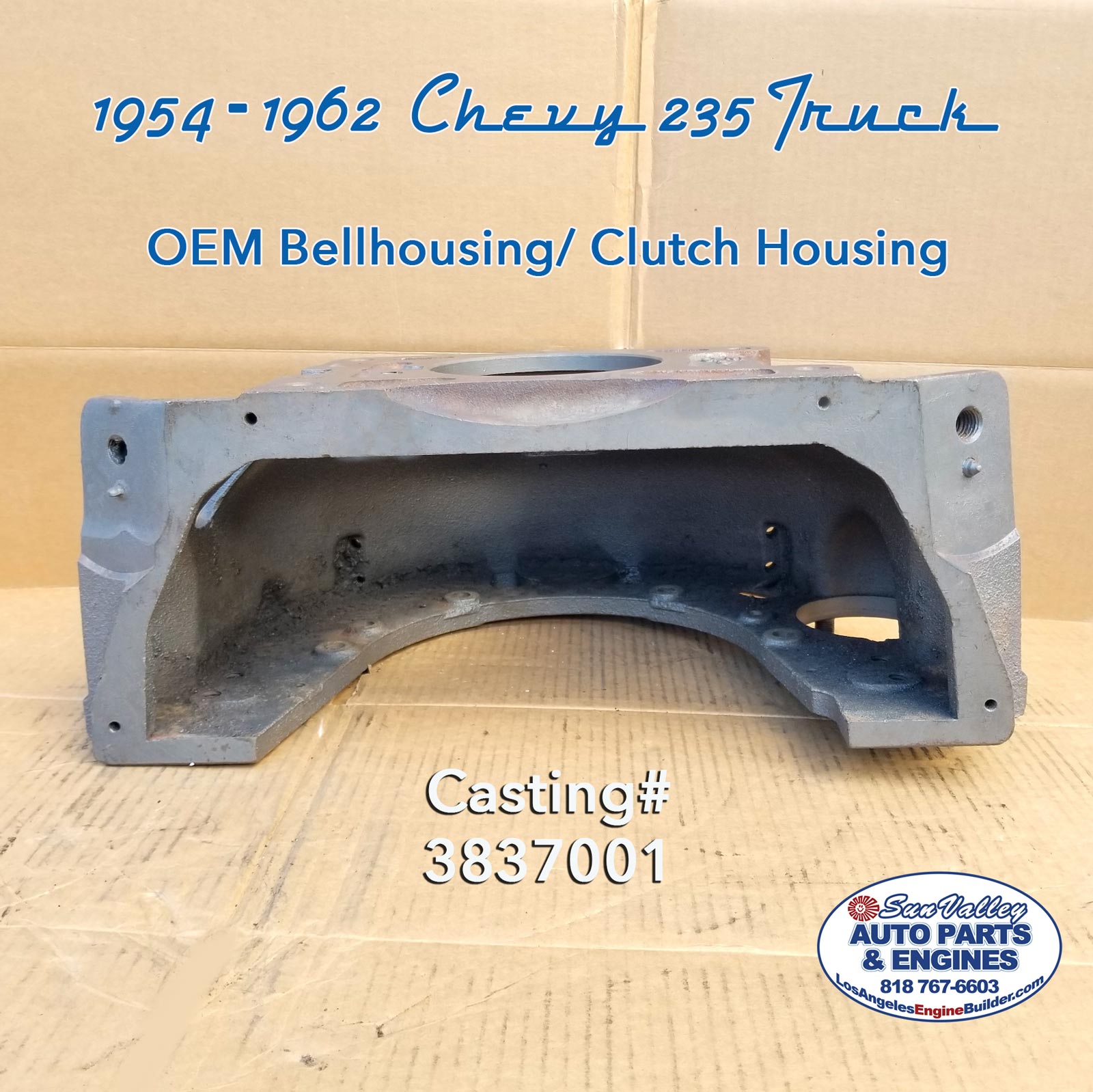 54-62 GM Chevy 235 Truck Bell Housing 3837001 bottom