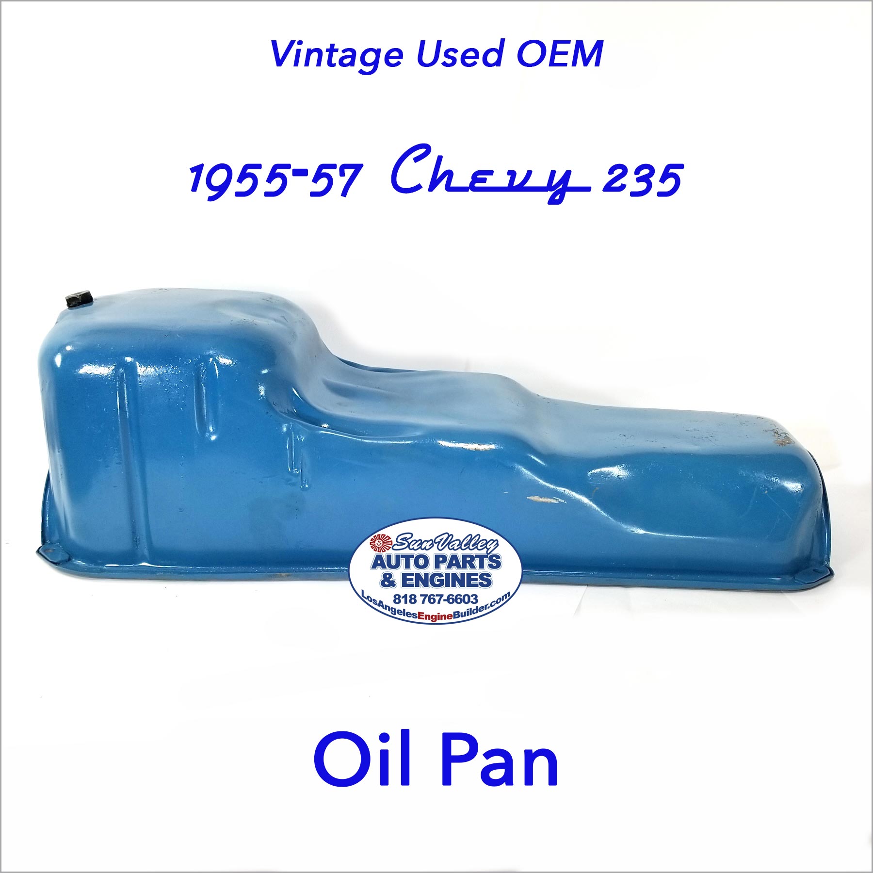 Left side. Vintage Used OEM 55-57 Chevy 235 Oil Pan