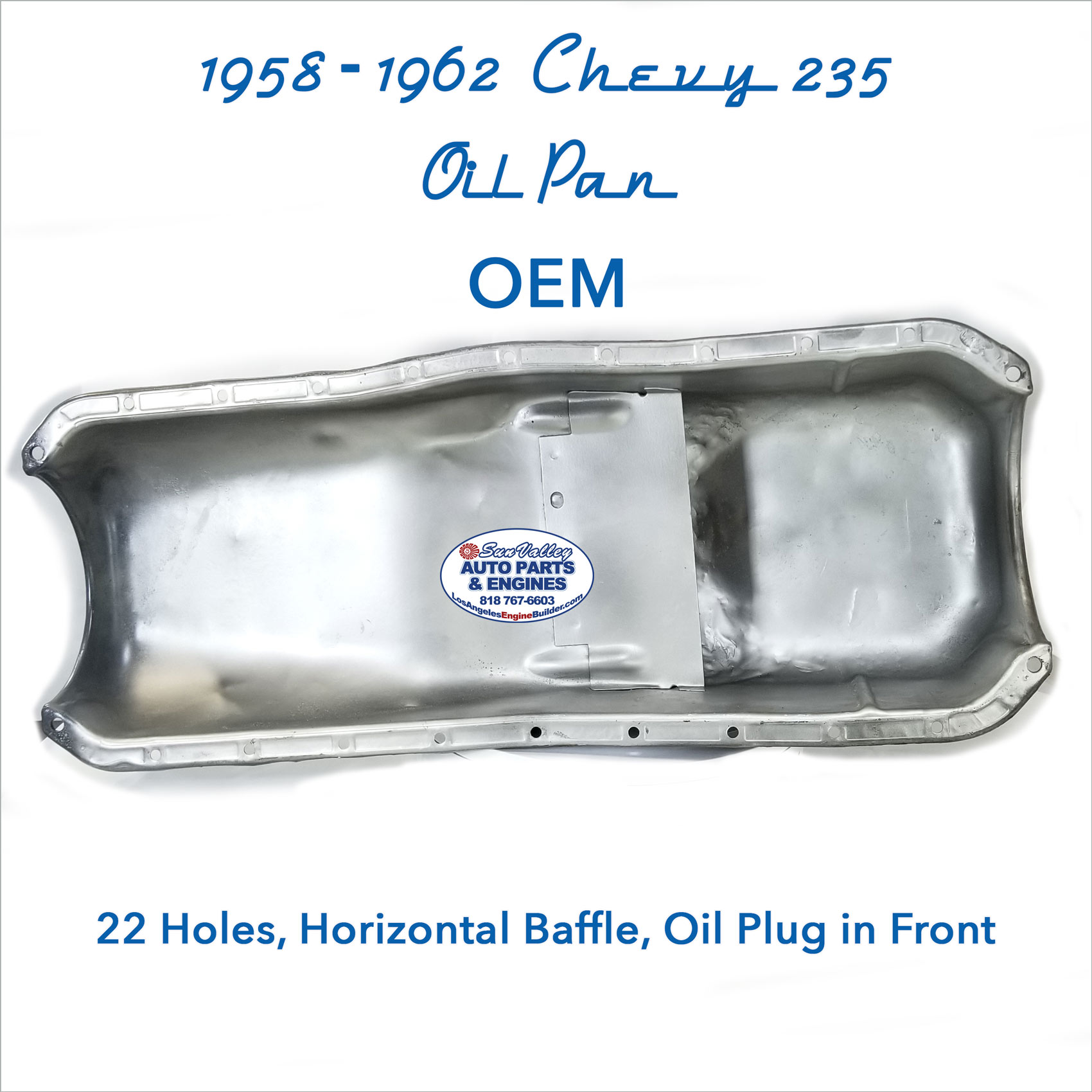 1958-62 GM Chevy 235 Oil Pan lying on side