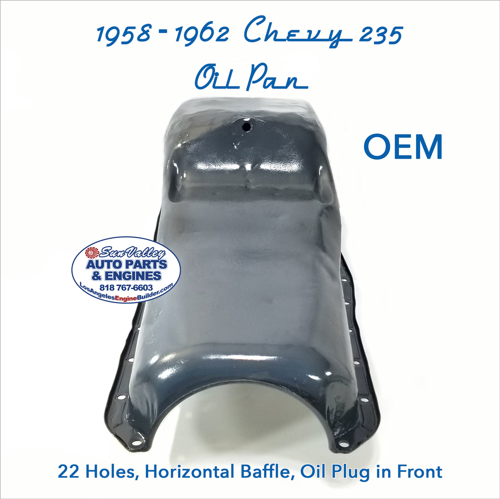 1958-62 GM Chevy 235 Oil Pan view from low end