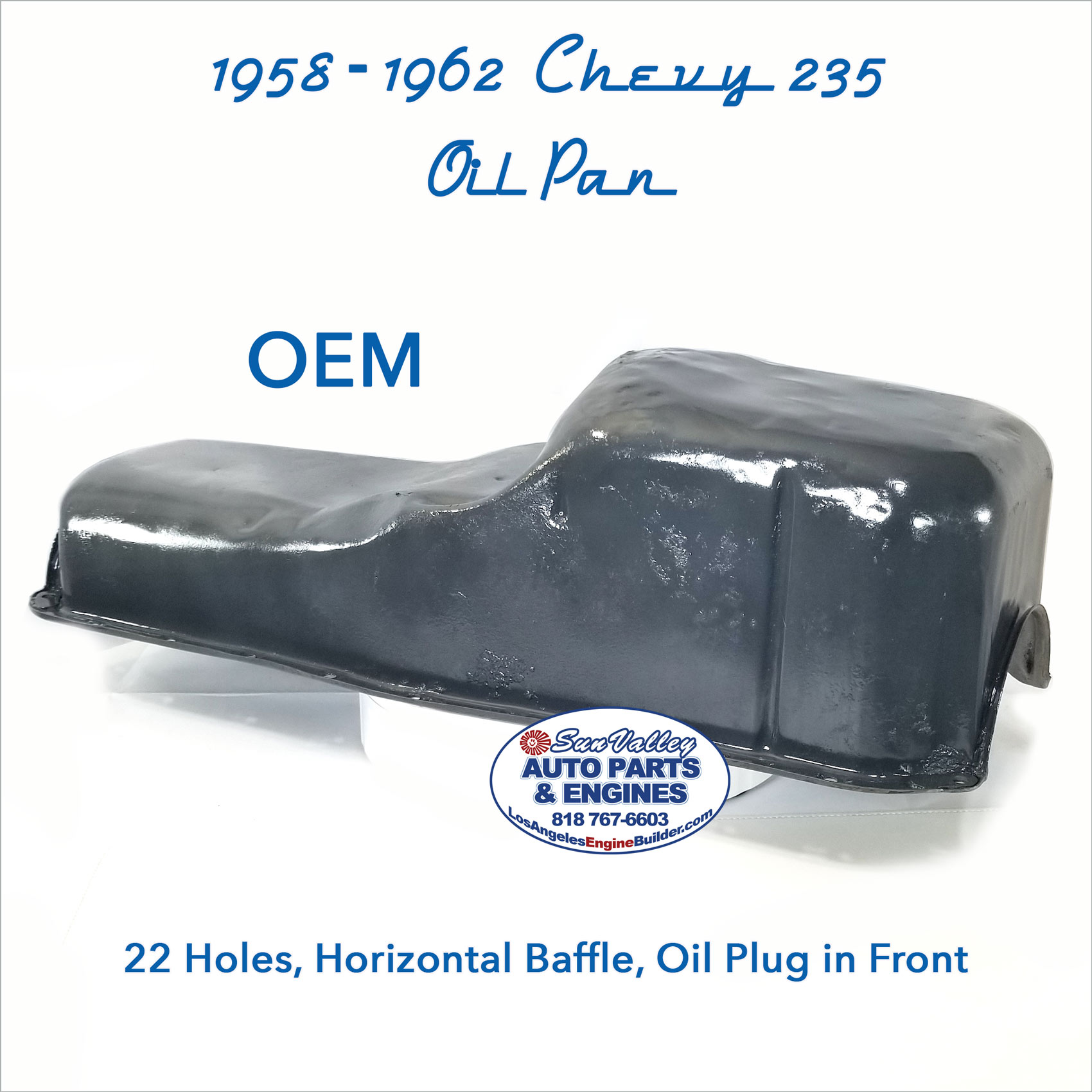 1958-62 GM Chevy 235 Oil Pan sde view