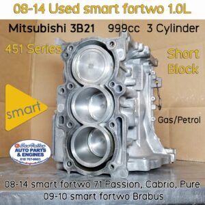 Used 08-14 Smart fortwo 1.0L W451 Short Block engine