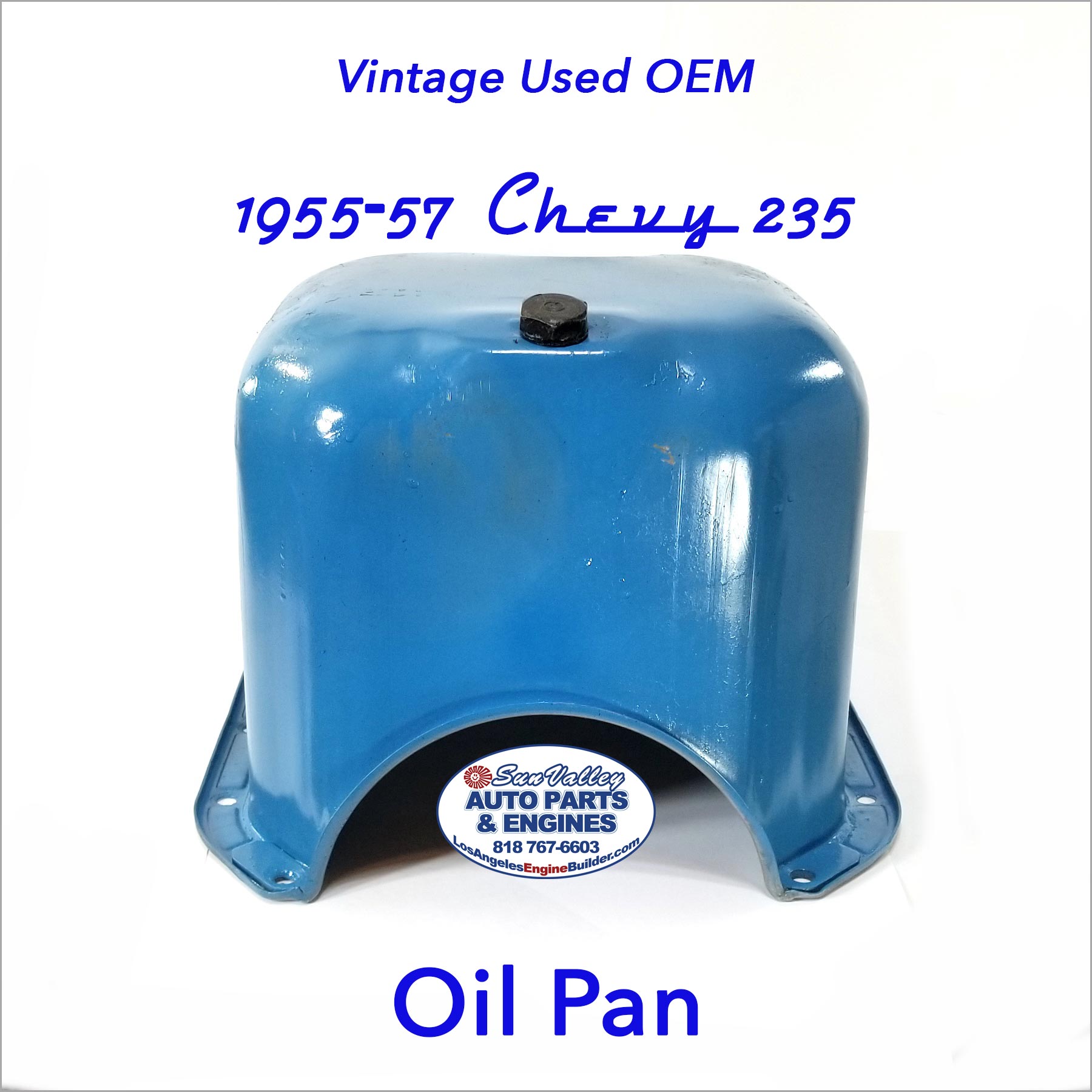 Vintage Used OEM 55-57 Chevy 235 Oil Pan Rear