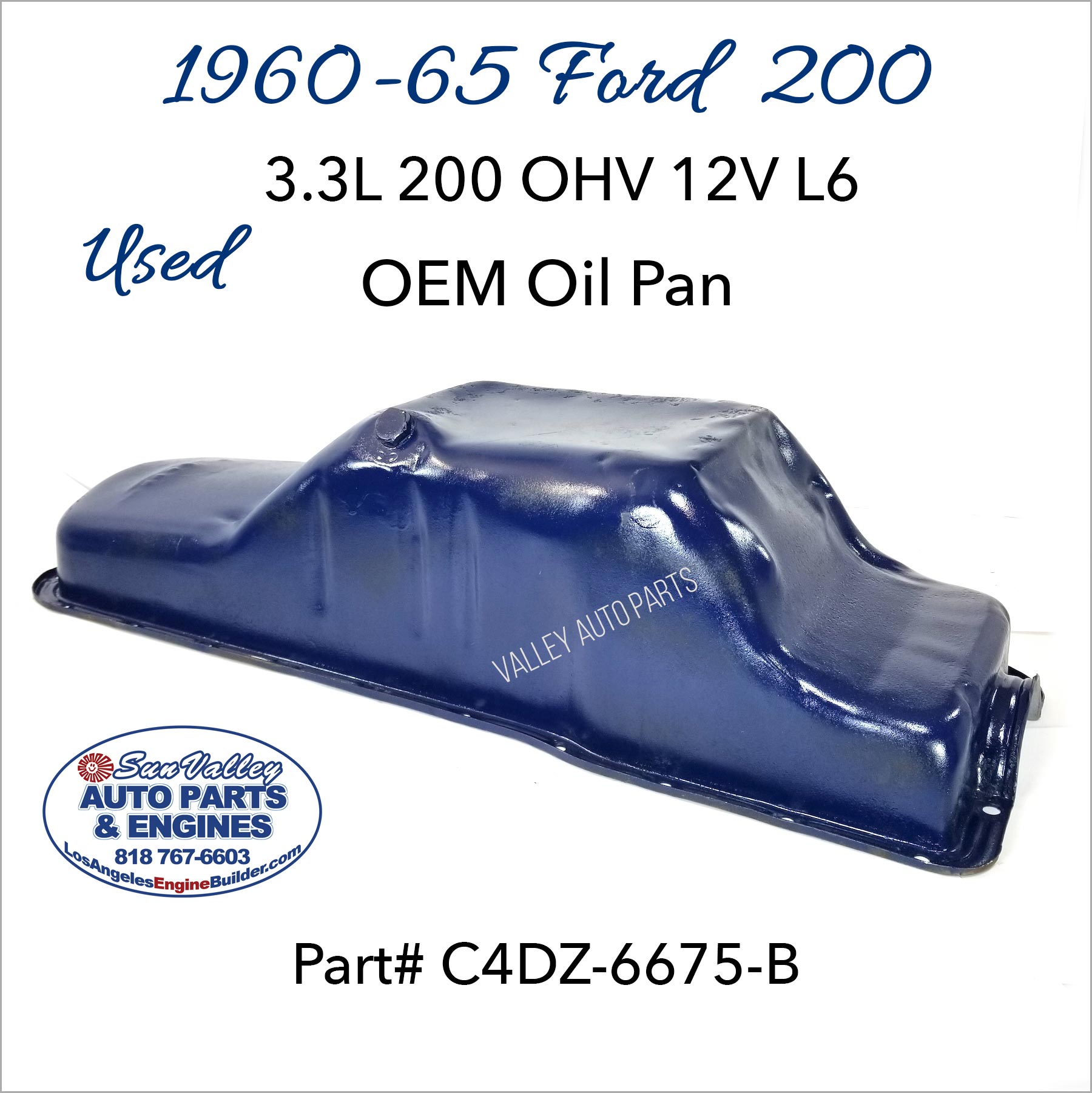 Left side angle. 60-65 Ford 170, 200 OEM Oil Pan