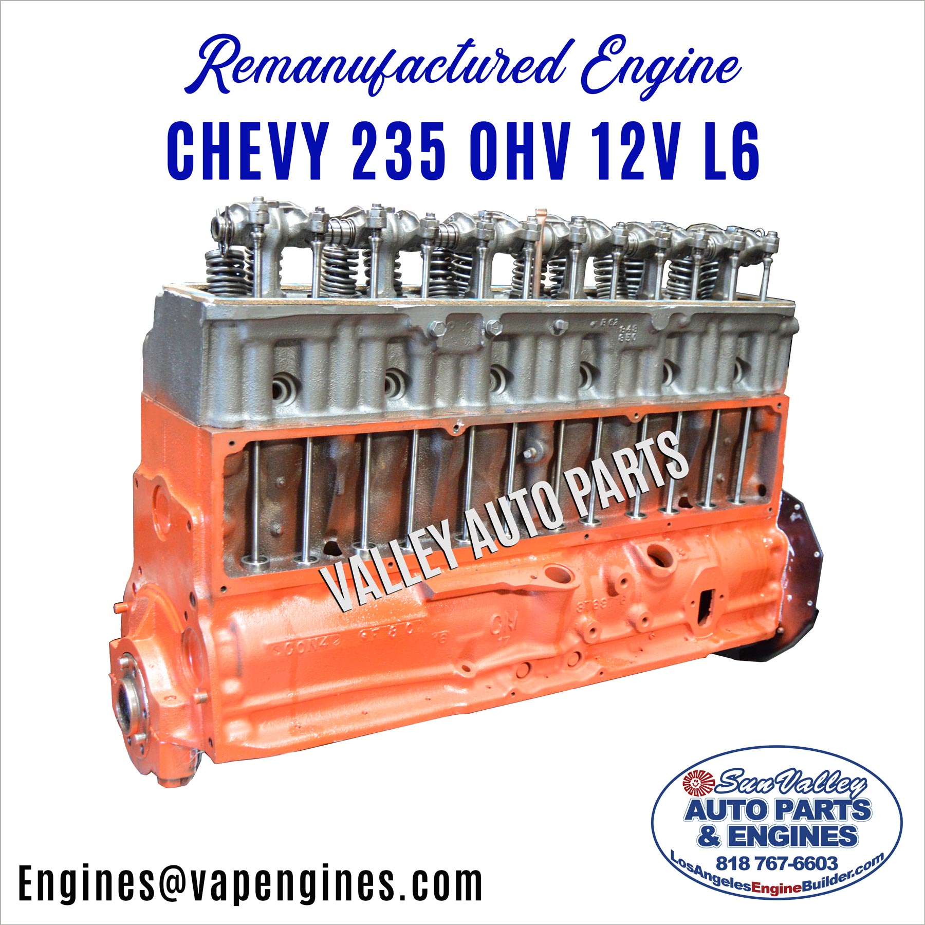 Remanufactured 41-62 GM Chevy 235 Stovebolt Engine for sale