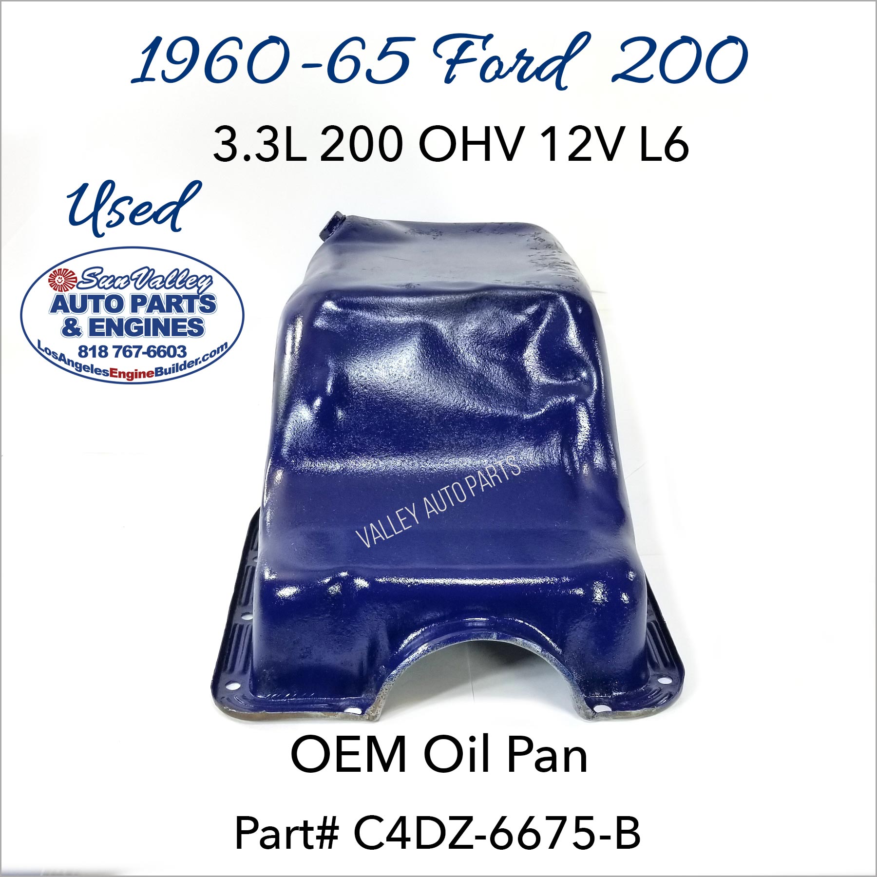 Rear long. 60-65 Ford 170, 200 OEM Oil Pan