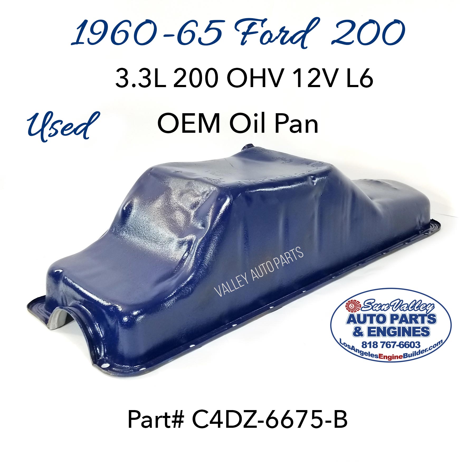 Side angle. 60-65 Ford 170, 200 OEM Oil Pan