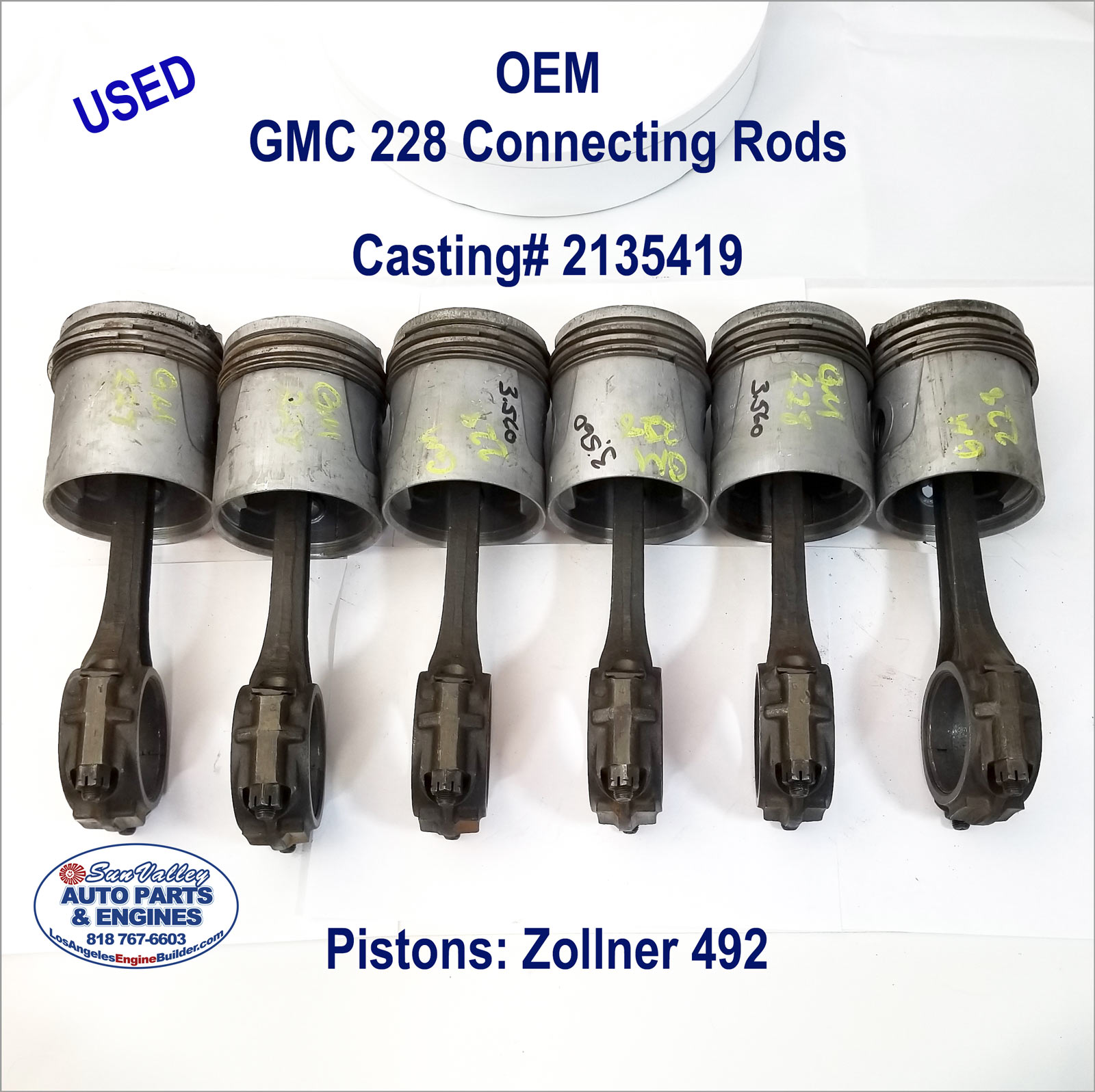 39-60 GMC 228, 248, 270 Connecting Rod Set 2135419, sides
