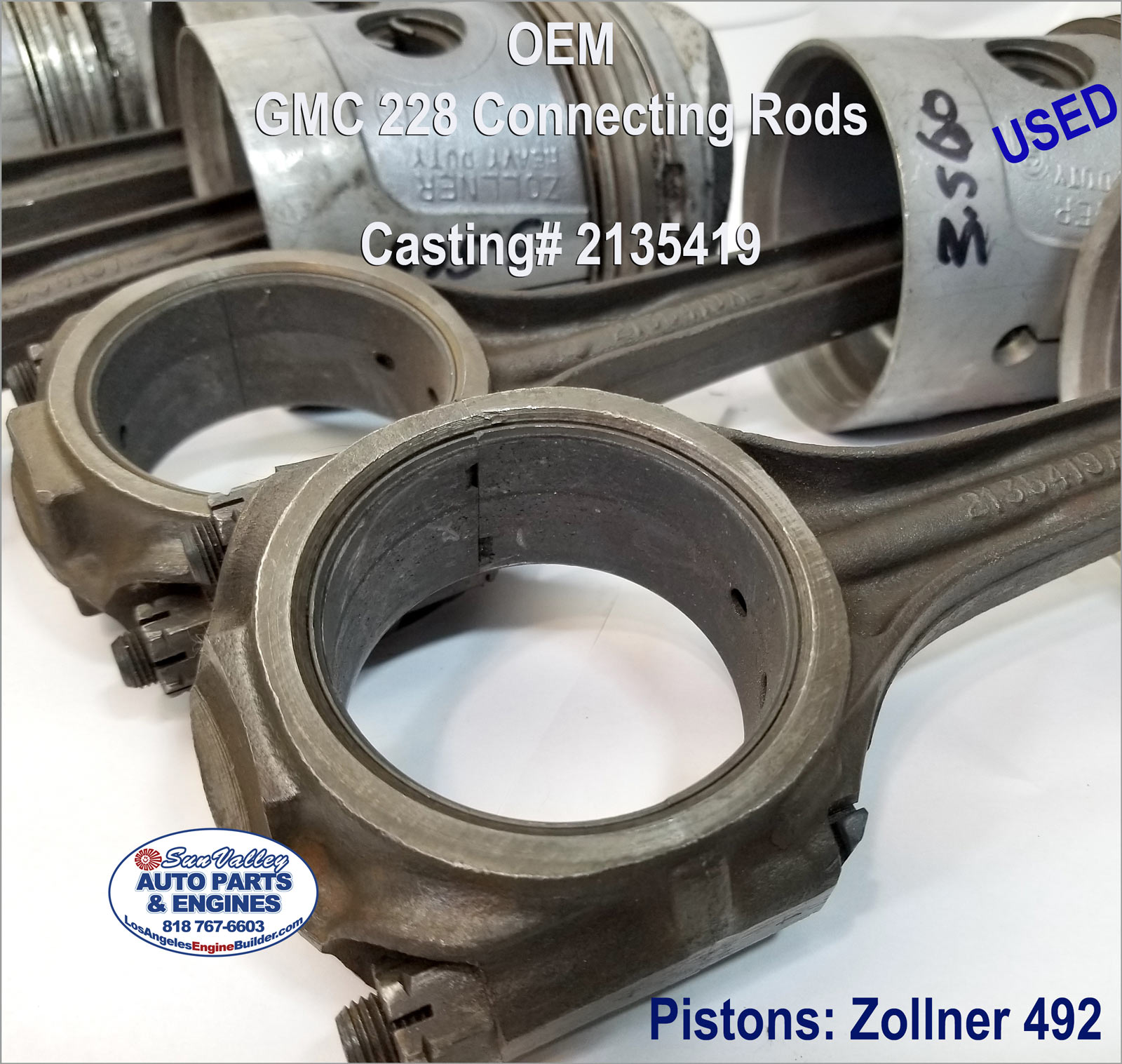 39-60 GMC 228, 248, 270 Connecting Rod Set 2135419, close up