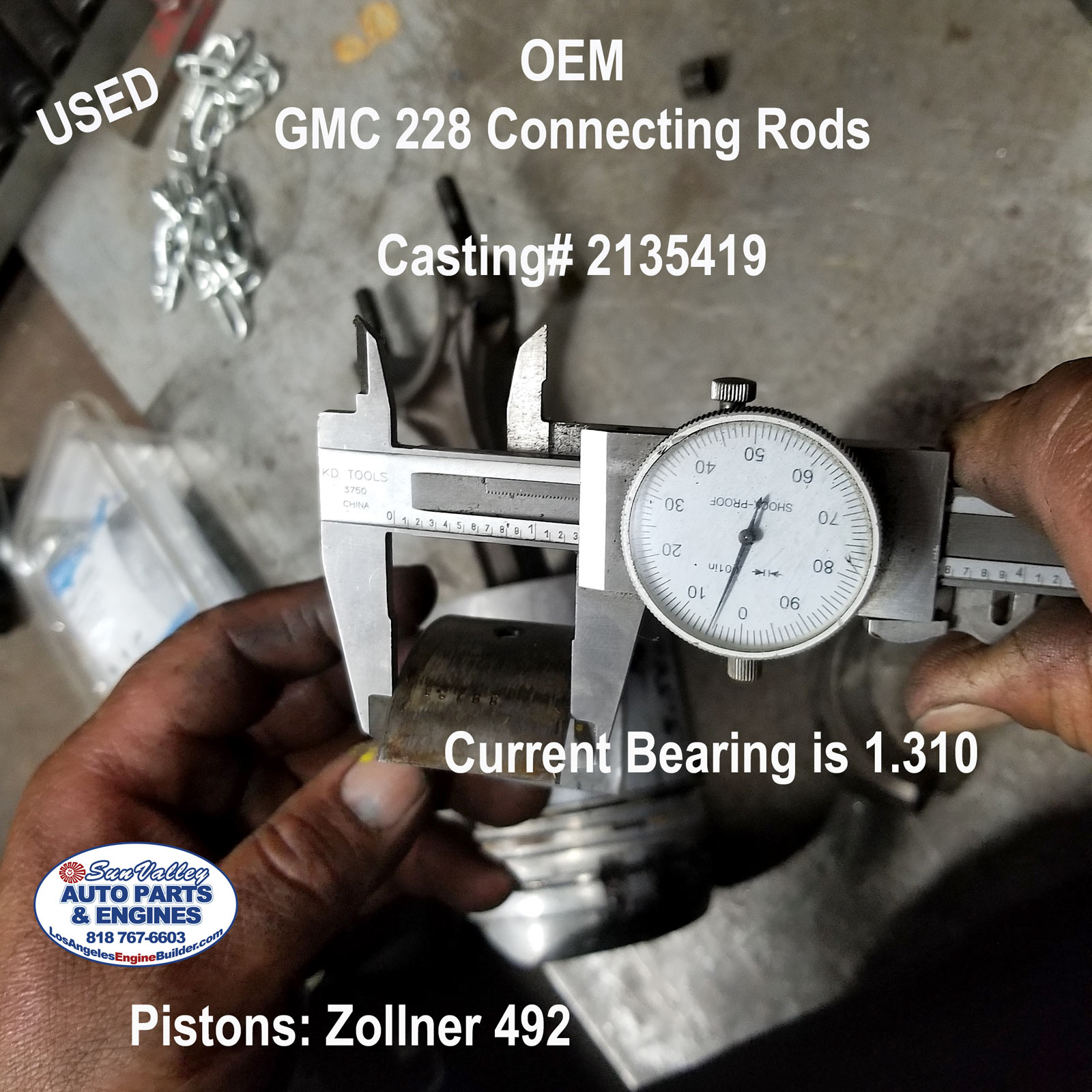39-60 GMC 228, 248, 270 Connecting Rod Set 2135419, measure bearing
