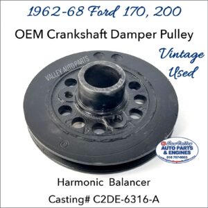 Vintage Used 62-68 Ford 170/200 OEM Crank Pulley, Harmonic Balancer C2DE-A; Front angled