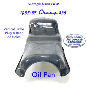 Vintage Used OEM 55-57 Chevy 235 Oil Pan front view