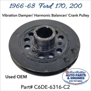 66-68 Ford 170, 200 Harmonic Balancer/ Crank Damper C6DE-6316-C2,, Front angle