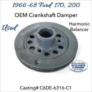 66-68 Ford 170, 200 Harmonic Balancer/ Crank Damper C6DE-6316-C1. Front tilted