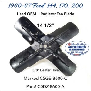 Front view. 60- 67 Ford 144, 170, 200 OEM Vintage 14.5in Fan Blade C5GE
